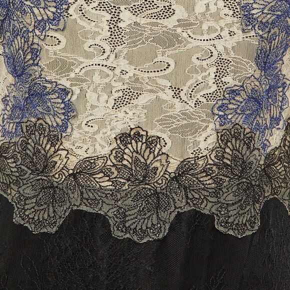 Sandro Black Lace Contrast Detail Mini Dress M - Picture 3 of 5